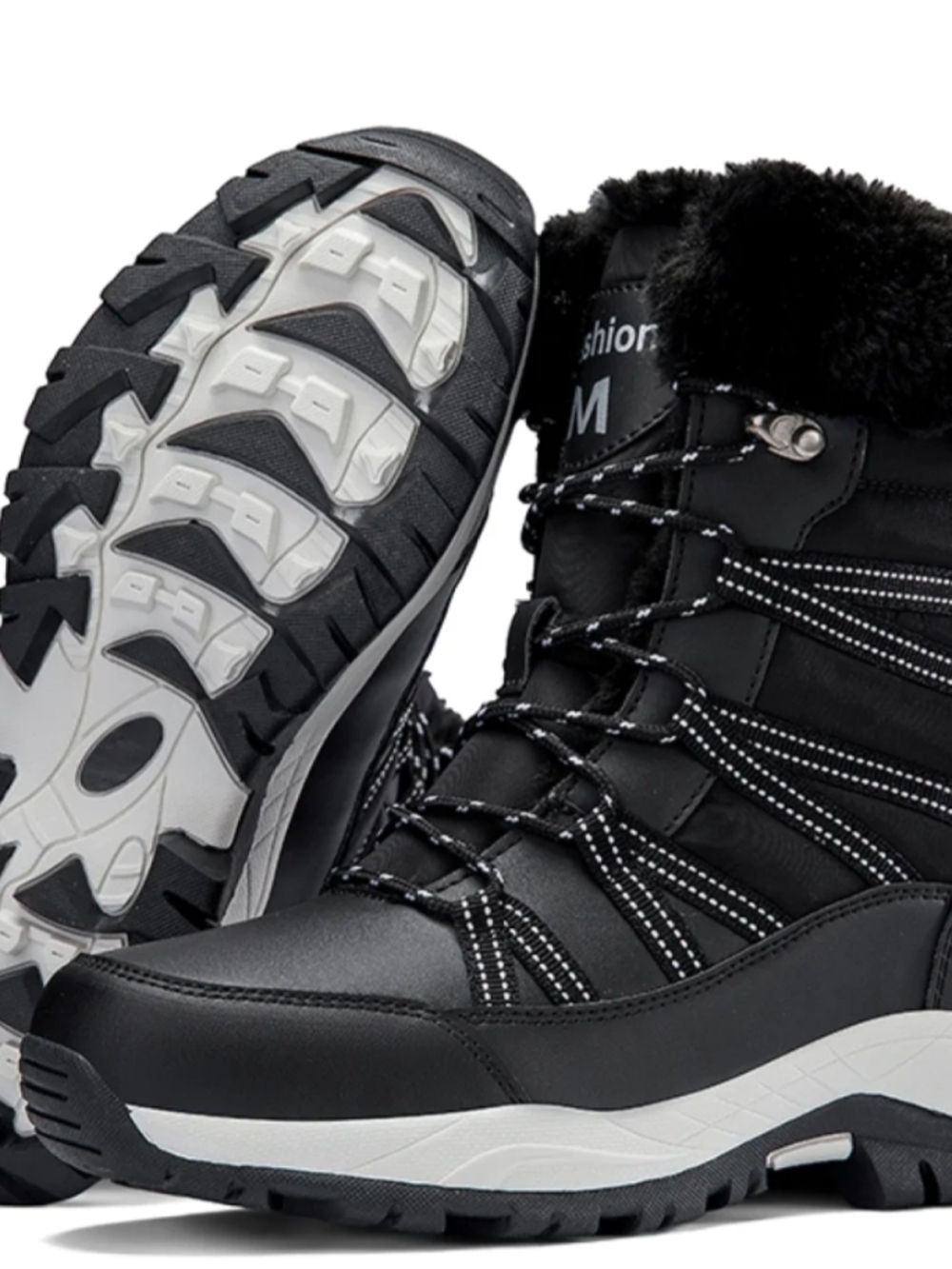 Fashion Black Women's Winter & Rain Boots - Insulated Lace-Up Size 9